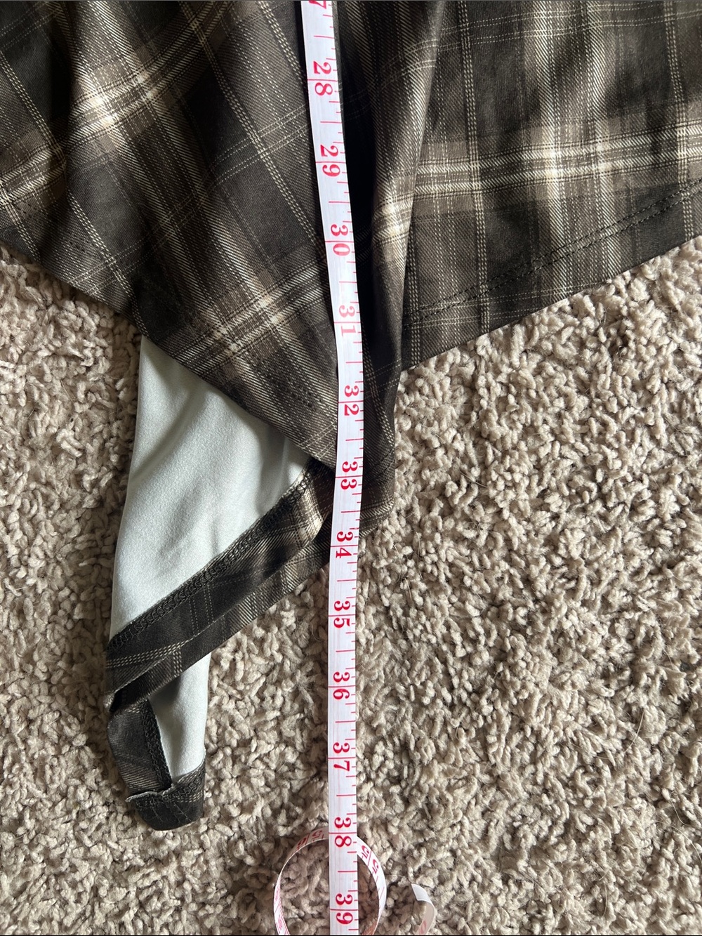 Plaid Handkerchief Hem Slip Dress - Green & Cream - Picture 3 of 4